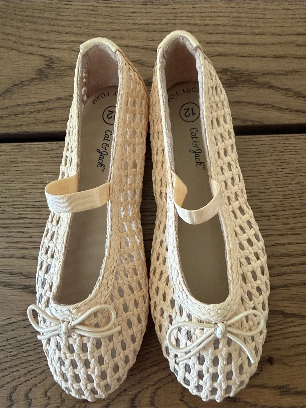 Cat & Jack Cream Woven  Mary Jane Ballet Flats